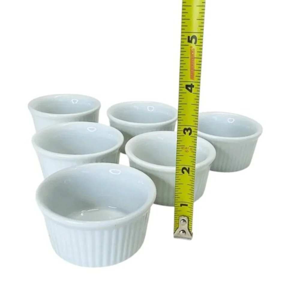 Pier 1 White Porcelain Ramekins Dish 6PC Set Dessert Baking Prep Tasting Party